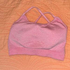 SHEIN Pink Cross-Back Sports Bra